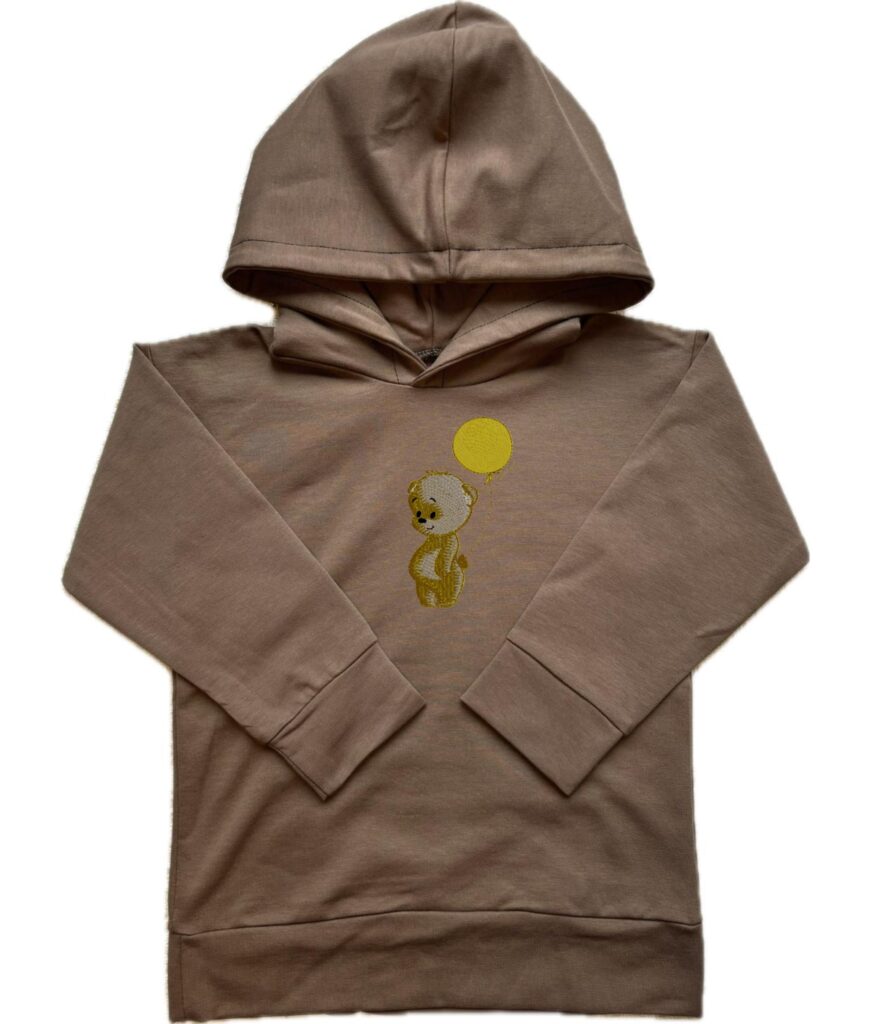 bluza z haftem miś ciemny beż
