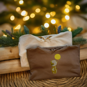 bluza z haftem miś ciemny beż