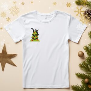 koszulka z haftem świąteczna kot