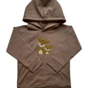 bluza z haftem sarenki ciemny beż