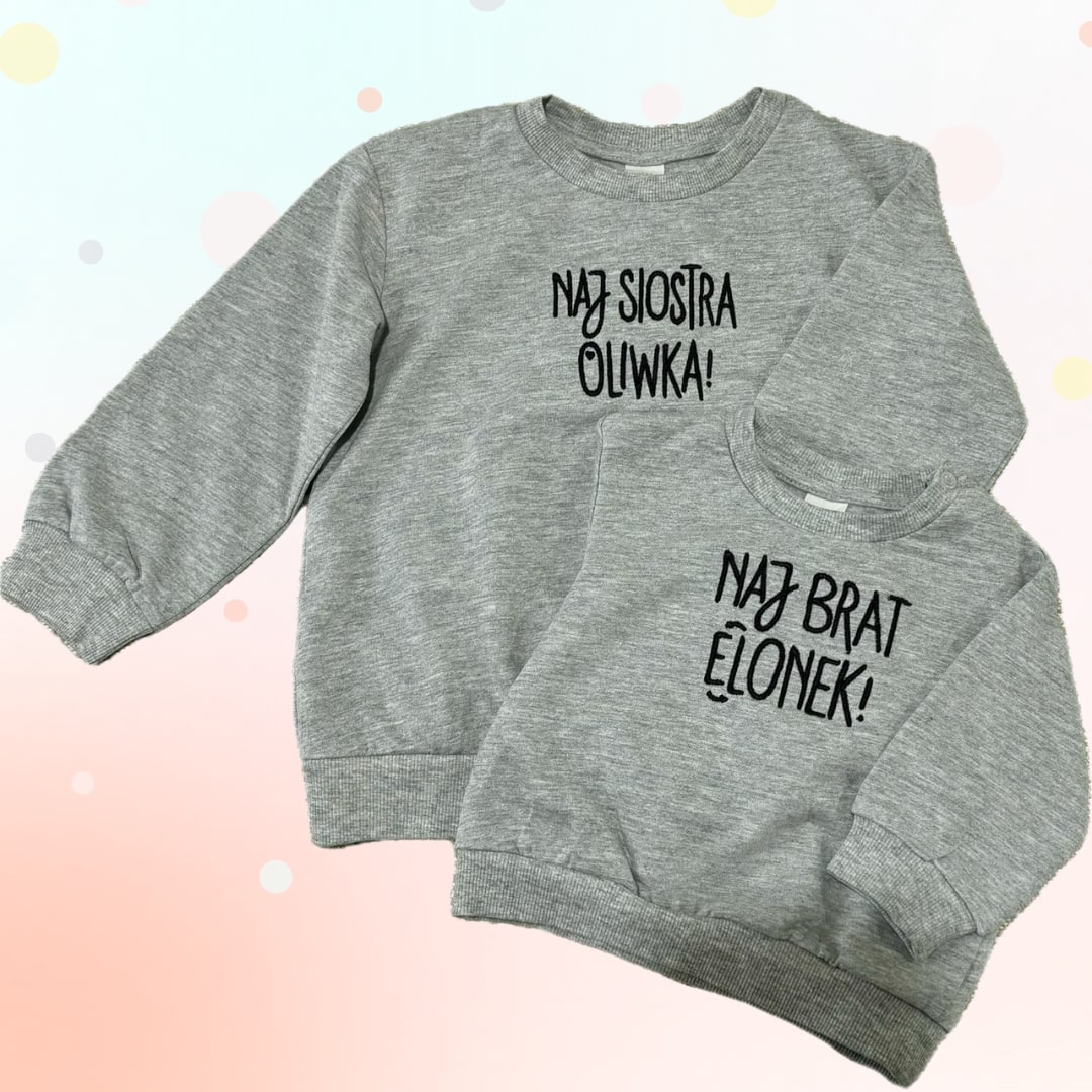 bluzy dla rodzeństwa z personalizacją
