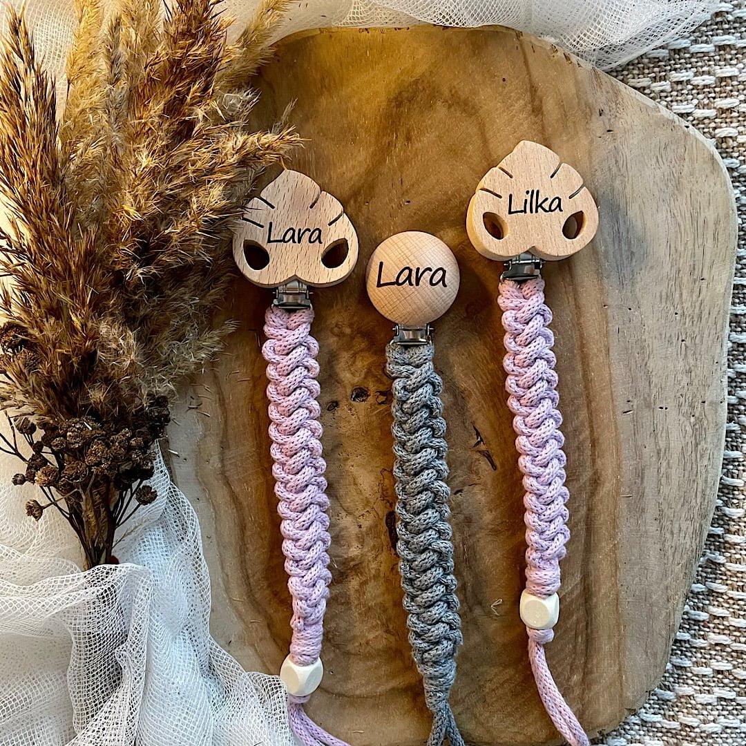 Zawieszki na smoczek z drewnianym klipsem o różnych kształtach