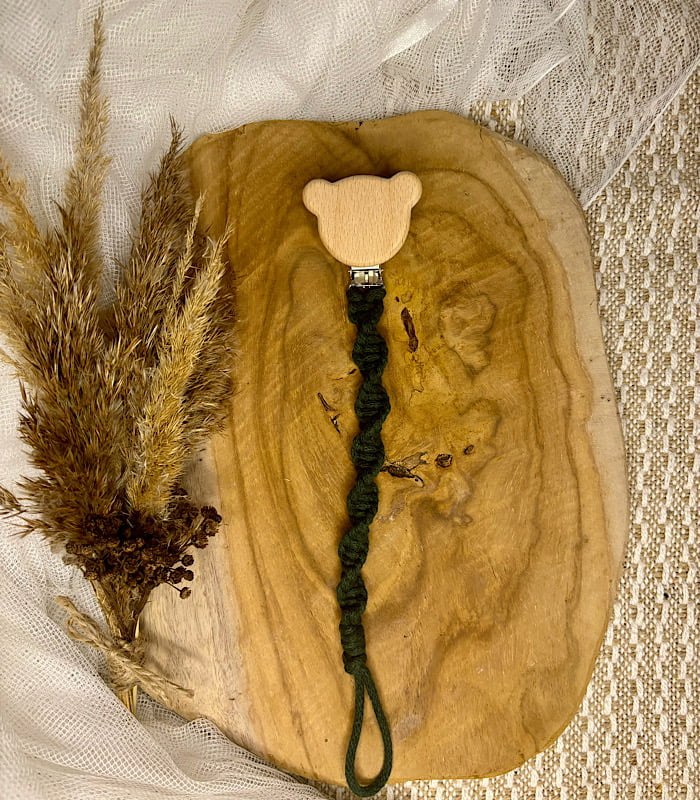 zawieszka do smoczka zawieszka na smoczek z drewnianym klipsem w kształcie misia