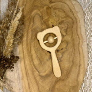 grzechotka drewniana w kształcie misia