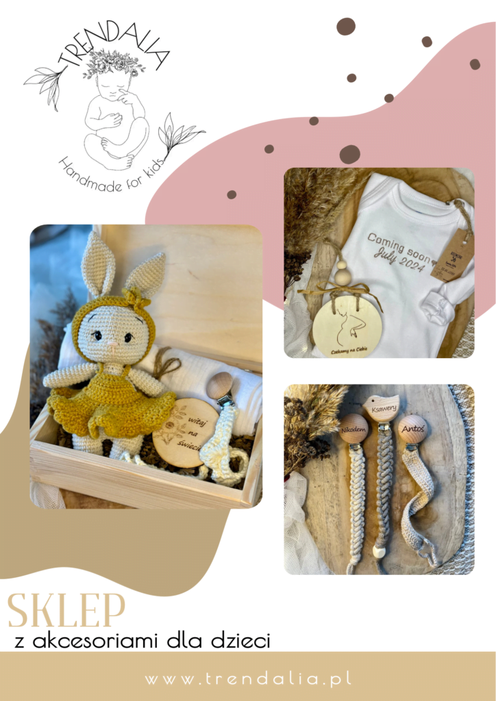 Ulotka przedstawiająca sklep dziecięcy z artykułami dla dzieci i niemowląt