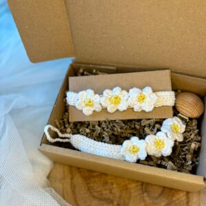 Opaska niemowlęca i zawieszka do smoczka z imieniem